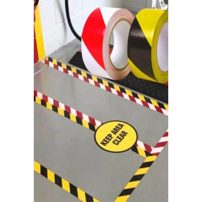 5 cm x 30 m Sarı-Siyah Yer İşaretleme Bandı – Güvenlik ve Uyarı Çözümü