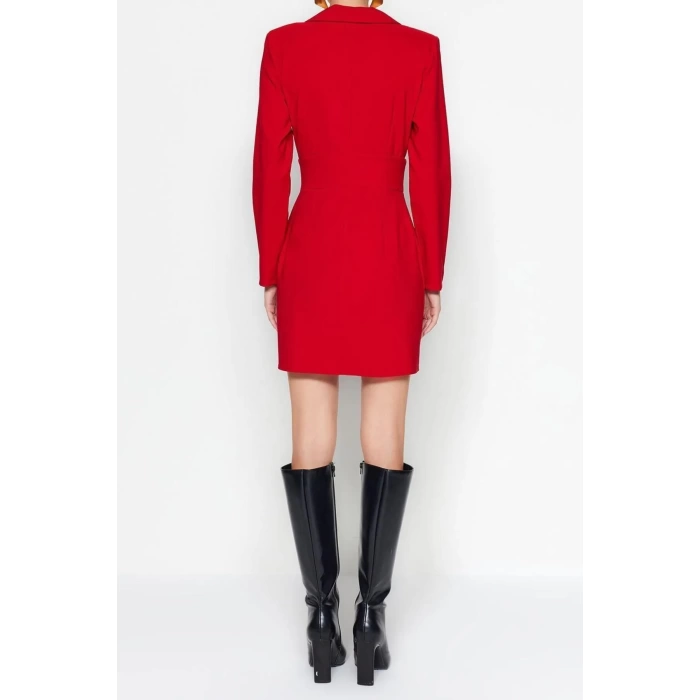 New Regular Day Night Finike Woven Jacket Collar Long Sleeve Jacket Dress Mini Length Dress