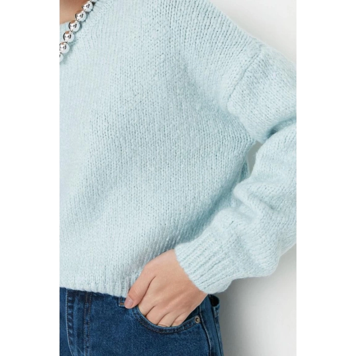 Womens Modern Style Comfortable Long Crew Neck Plain Sleeve Regular Knitwear Sweater