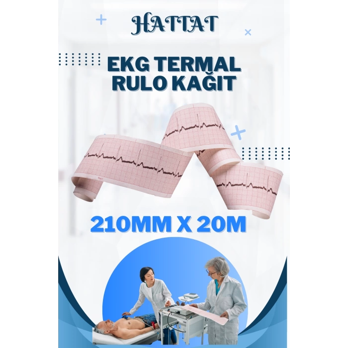 60 Adet Rulo Ekg Ecg 210mmx20metre Tam Metrajlı Yüksek Kaliteli Hassas Karelajlı Rulo Termal Kağıt