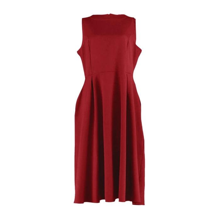 New Comfortable Day Night Crepe Woven Crew Neck Strap Sleeve A-Line Midi Length Plus Size Dress
