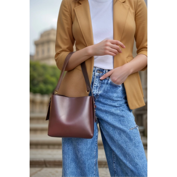 Kadın Şık Yumuşak Shopper Ayarlanabilir Askılı Deri Omuz Çantası Geniş Hacimli Günlük