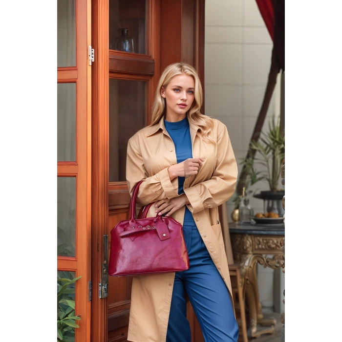 Kadın Retro Stil Kemer Detaylı El ve Omuz Kullanımına Uygun Günlük Çanta