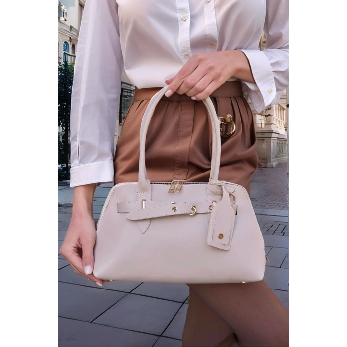 Kadın Gold Aksesuarlı Retro Dik Formlu El ve Omuz Çantası Günlük ve Klasik Kullanıma Uygun