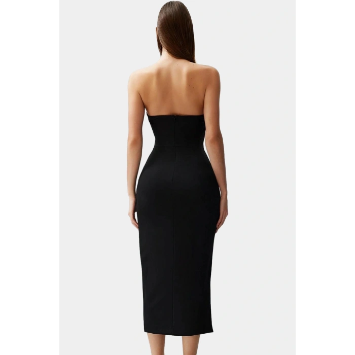 Yazlık Kadın Midi Elbise Bodycon Kesim Finike Kumaş Özel Günler İçin Uzun Ömürlü Rahat Kullanım