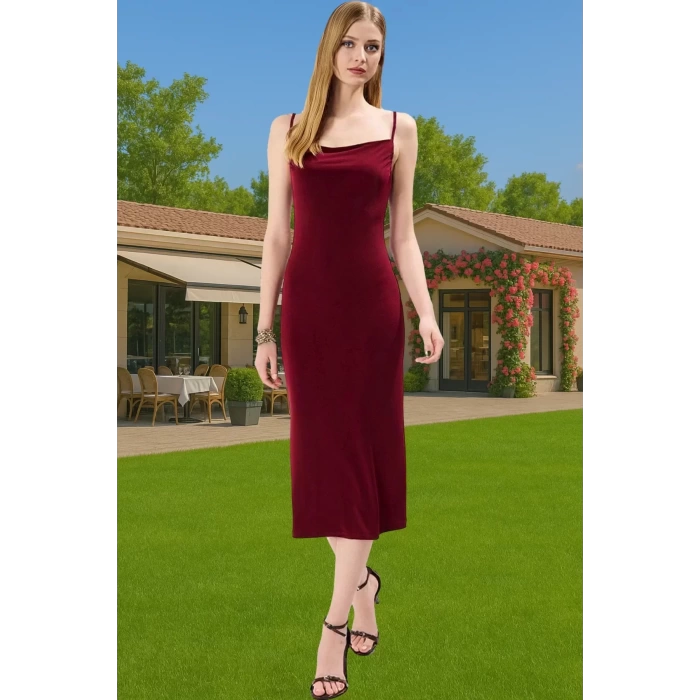 Şık Midi Boy Bodycon Elastan Örme Elbise Günlük Ve Özel Günler İçin Rahat Ve Şık Şık Görünüm