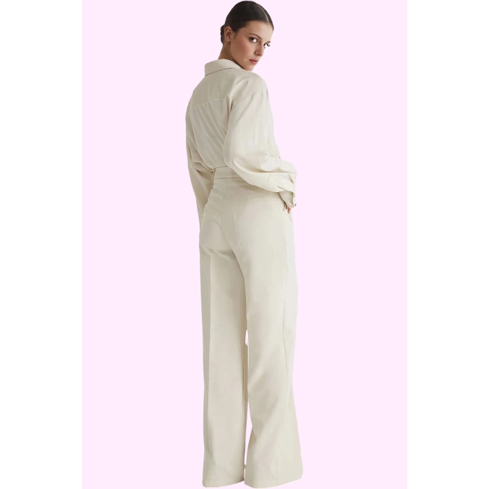 Kadın Geniş Paça Uzun Pantolon Düz Desen Wide Leg Yüksek Bel Günlük Yaz Aylarının Vazgeçilmezi