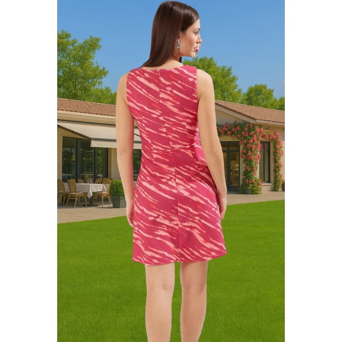 A Kesim Çiçek Desenli Mini Elbise Polyester Elastan Yazlık Günlük Özenle Seçilmiş Rahat Kullanım