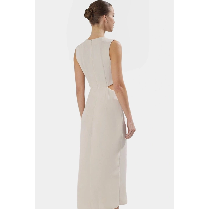 A Kesim Maxi Elbise Cut Out Detaylı Polyester Krep Dokuma Mükemmel Uyum Özenle Seçilmiş