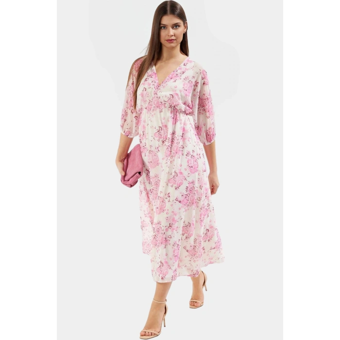 A Kesim Maxi Elbise Şifon Dokuma Soyut Desenli Yazlık Modern Stil Mükemmel Uyum