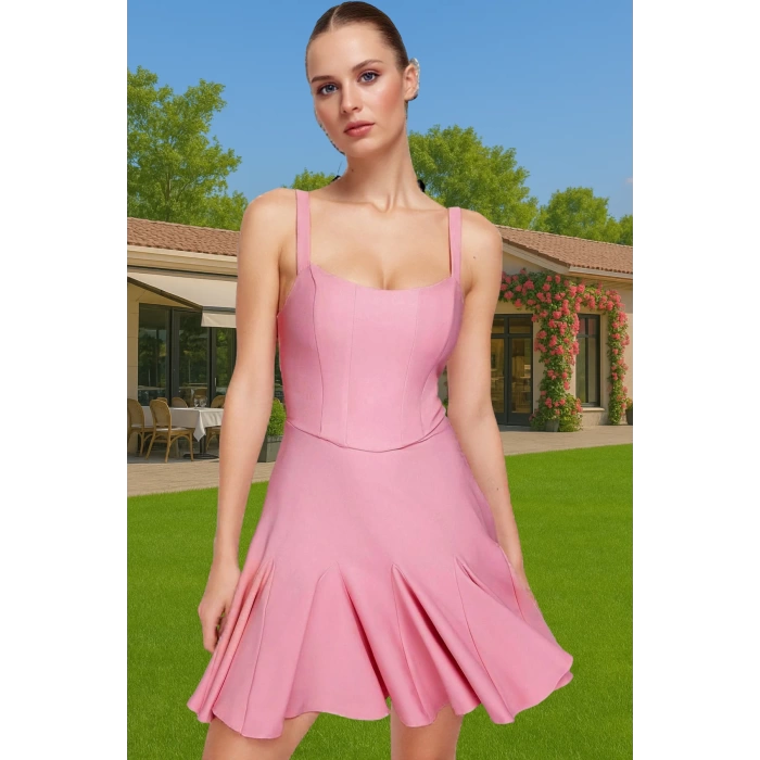 A Kesim Mini Abiye Elbise Polyester Karışımlı Yazlık Mezuniyet Elbisesi Konforlu Kesim Trend Tasarım