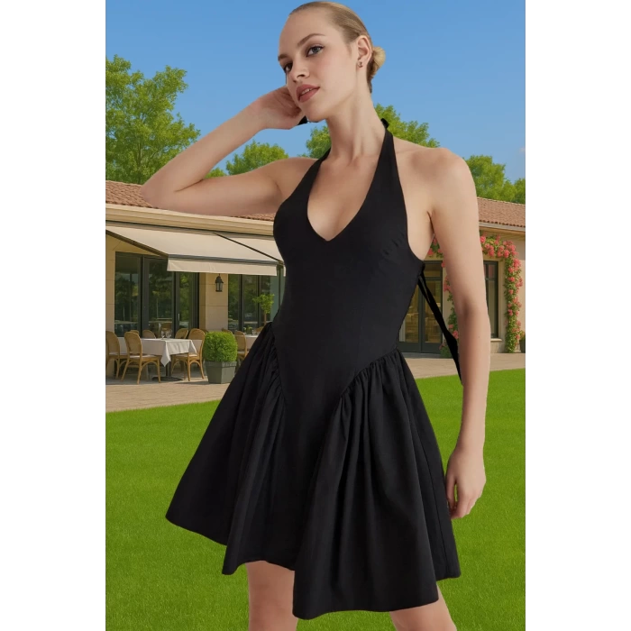 A Kesim Poplin Mini Elbise Pamuklu Polyester Yazlık Mezuniyet Elbisesi Mükemmel Uyum Mükemmel Uyum