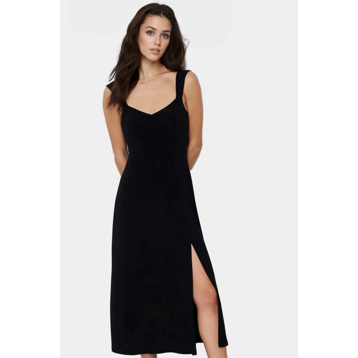 A line Kalp Yaka Midi Örme Elbise 96% Polyester Yazlık Günlük Kullanım İçin Zarifane Tasarım