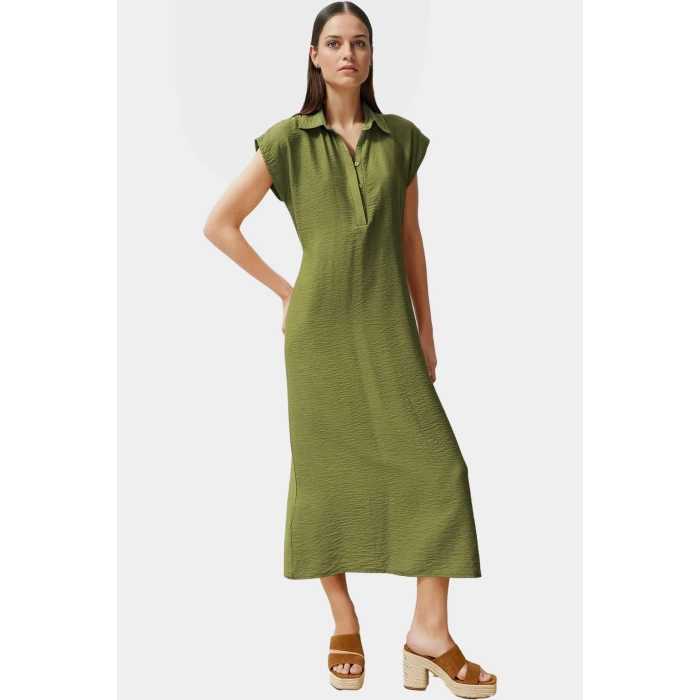 A line Kısa Kollu Elbise Viskoz Kumaş Günlük Şıklık Özel Tasarım Modern Stil Trend