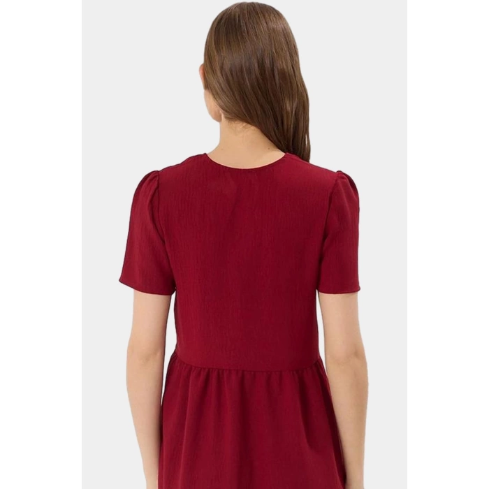 A line Kısa Kollu Mini Elbise  Polyester Yazlık Günlük Konforlu Kesim Modern Stil