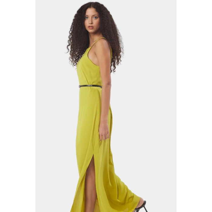 A line Maxi Elbise Halter Yaka Dokuma Polyester Yazlık Premium Kalite Profesyonel Görünüm