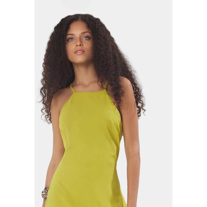 A line Maxi Elbise Halter Yaka Dokuma Polyester Yazlık Premium Kalite Profesyonel Görünüm