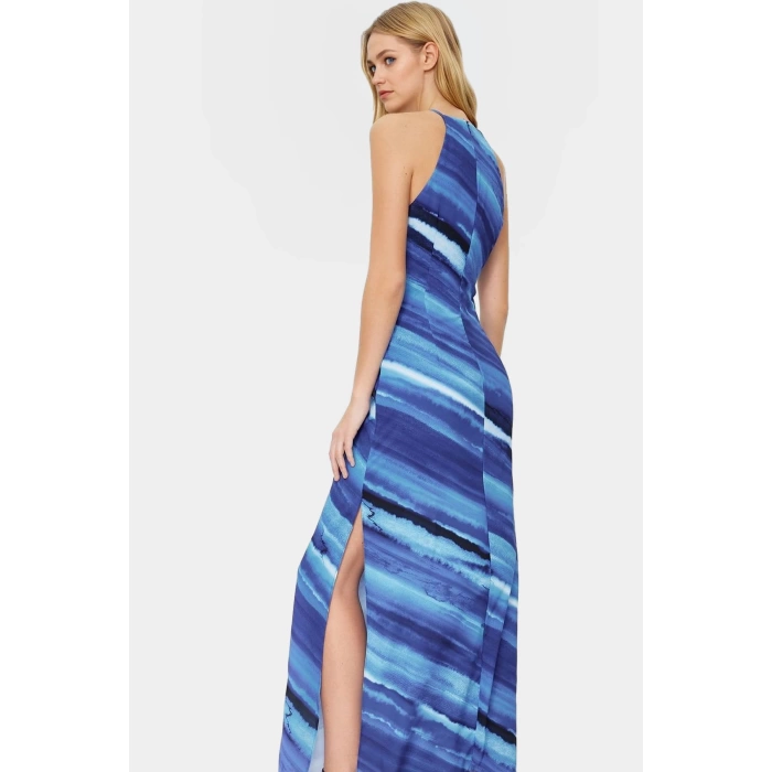 A line Maxi Elbise Halter Yaka Dokuma Polyester Yazlık Premium Kalite Profesyonel Görünüm