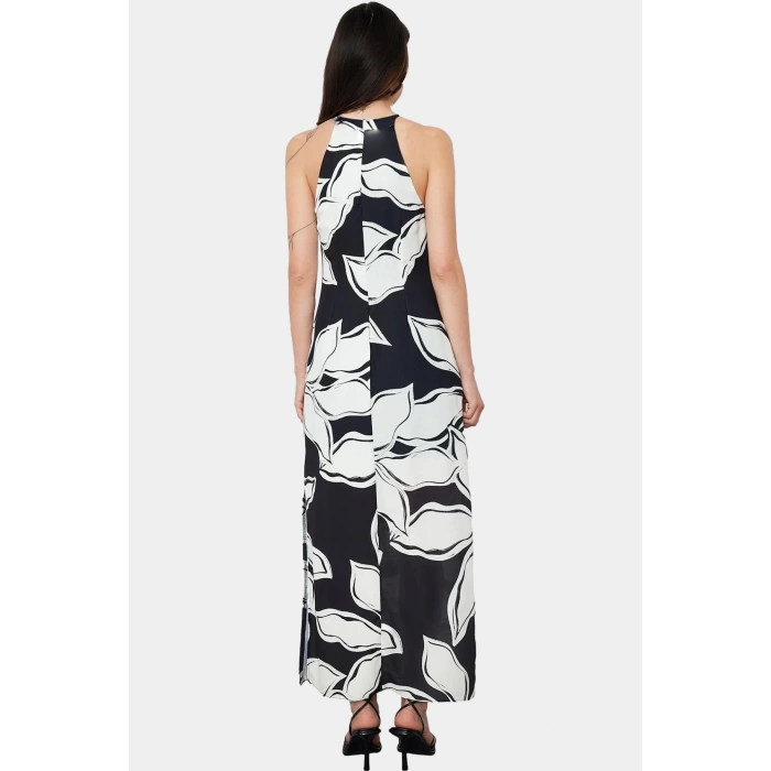 A line Maxi Elbise Halter Yaka Dokuma Polyester Yazlık Premium Kalite Profesyonel Görünüm
