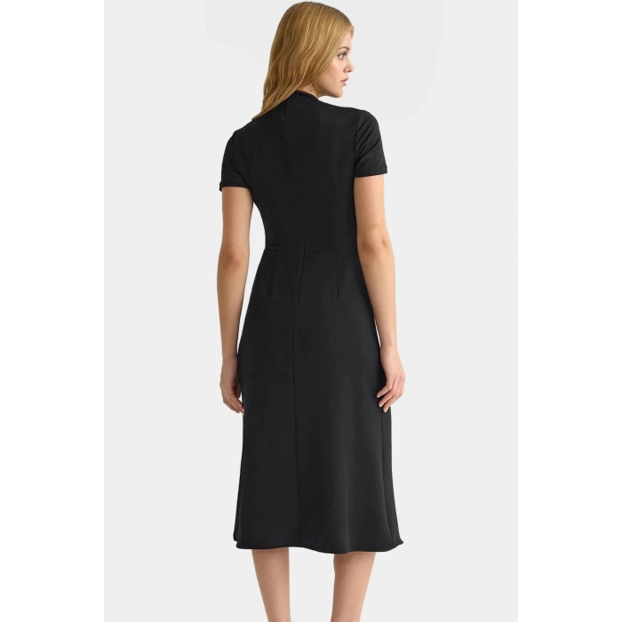 A line Midi Elbise Polyester Karışımlı Dokuma Kumaş Kemersiz Rahat Dayanıklı Malzeme