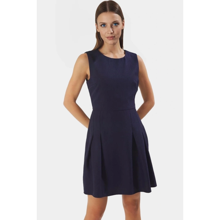 A Line Mini Keten Görünümlü Polyester Elbise Yazlık Günlük Tarz Kullanım İçin