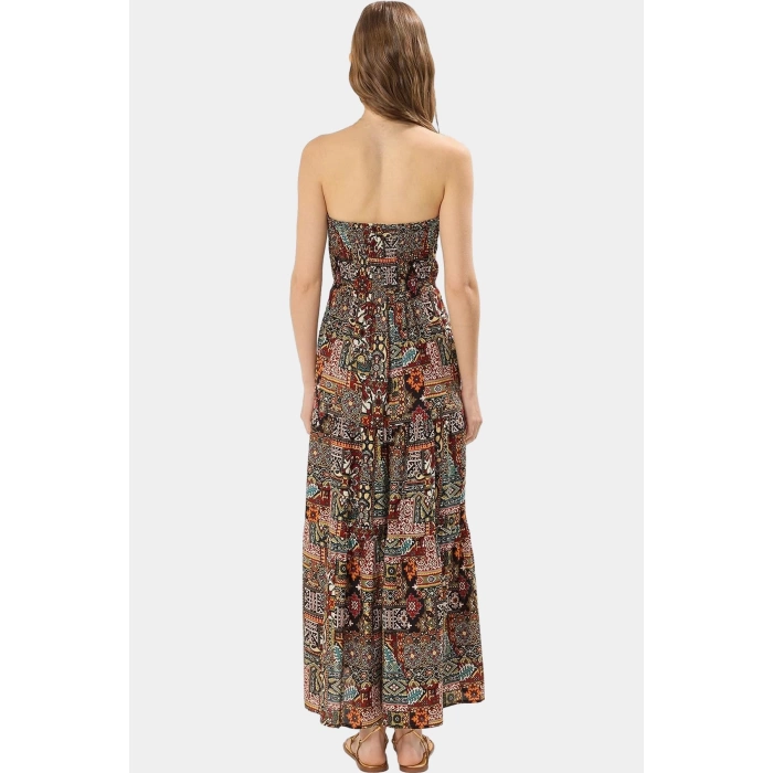 A Line Şifon Maxi Elbise Halter Yaka Çiçek Desen Viskoz Kumaş Yazlık Günlük Kullanım İçin