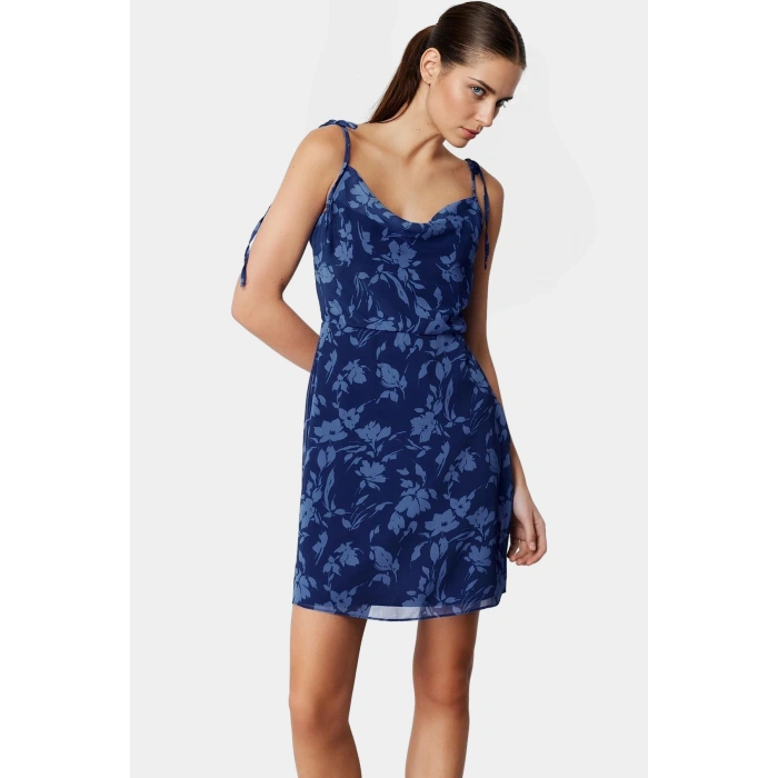 A line Şifon Mini Elbise Çiçek Desenli Polyester Yazlık Günlük Kullanım İçin Uzun Ömürlü