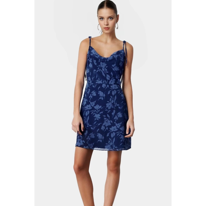 A line Şifon Mini Elbise Çiçek Desenli Polyester Yazlık Günlük Kullanım İçin Uzun Ömürlü