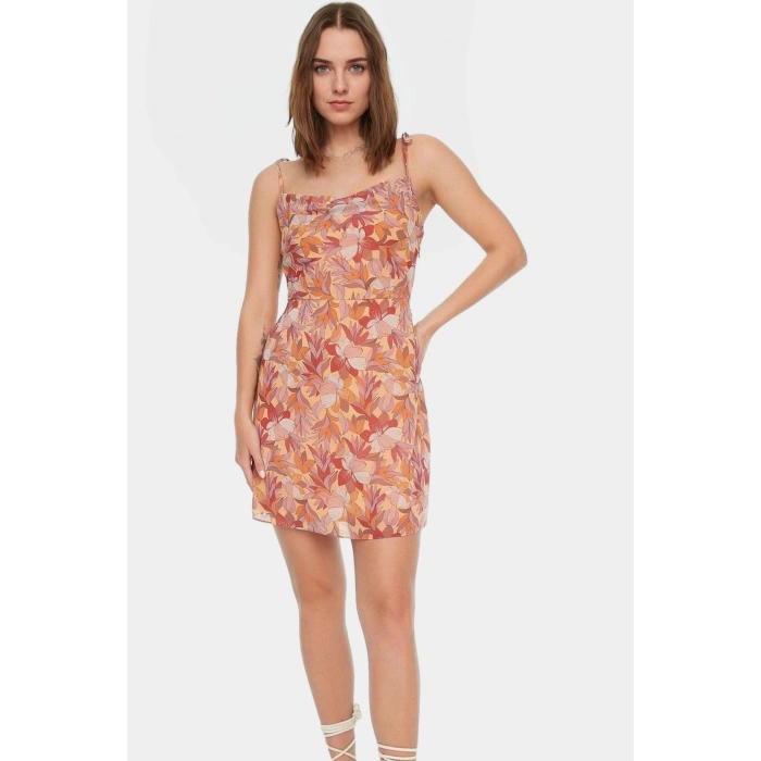 A line Şifon Mini Elbise Çiçek Desenli Polyester Yazlık Günlük Kullanım İçin Uzun Ömürlü