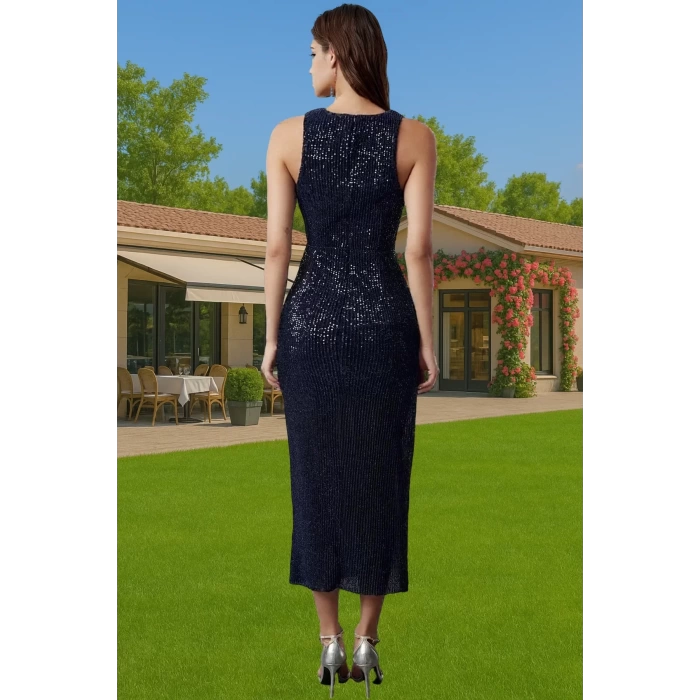 Altın Parıltılı Örme Bodycon Abiye Elbise Yazlık Özel Günler İçin Uzun Ömürlü Özenle Seçilmiş