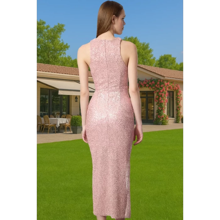 Altın Parıltılı Örme Bodycon Abiye Elbise Yazlık Özel Günler İçin Uzun Ömürlü Özenle Seçilmiş