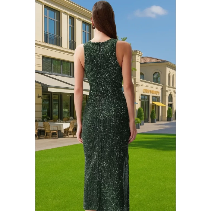 Altın Parıltılı Örme Bodycon Abiye Elbise Yazlık Özel Günler İçin Uzun Ömürlü Özenle Seçilmiş