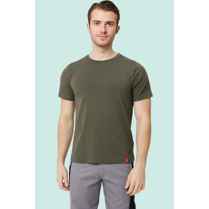 Armadillo Erkek Yazlık TShirt Kaki Pamuklu Allium Basic shirt Nefes Alabilir Rahat Kesim