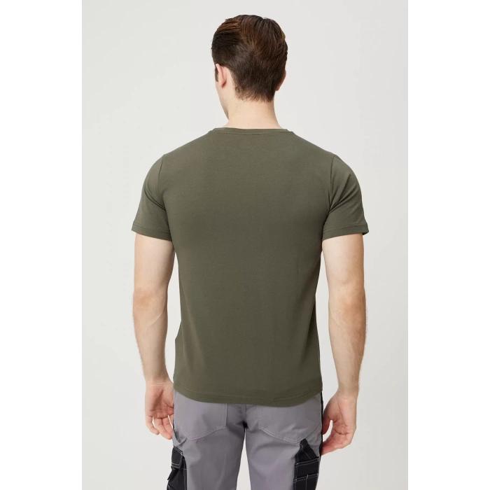 Armadillo Erkek Yazlık TShirt Kaki Pamuklu Allium Basic shirt Nefes Alabilir Rahat Kesim