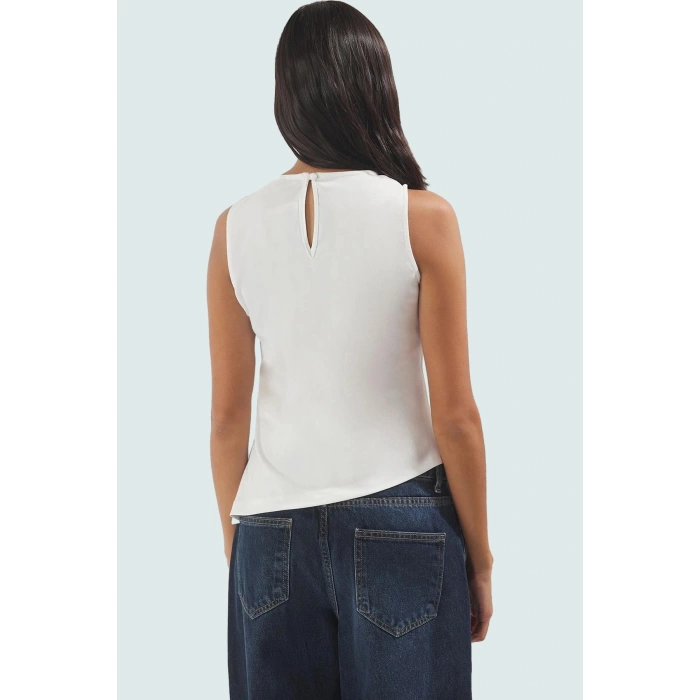Asimetrik Kesim Fitted Dokuma Bluz Rahat Yazlık Stil Dayanıklı Malzeme Özel Tasarım