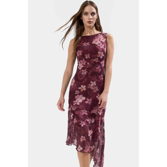 Asimetrik Midi Bodycon Elbise Örme Polyester Yazlık Günlük Dayanıklı Malzeme Premium Kalite