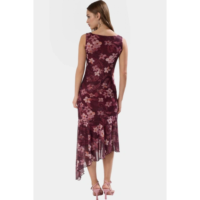 Asimetrik Midi Bodycon Elbise Örme Polyester Yazlık Günlük Dayanıklı Malzeme Premium Kalite