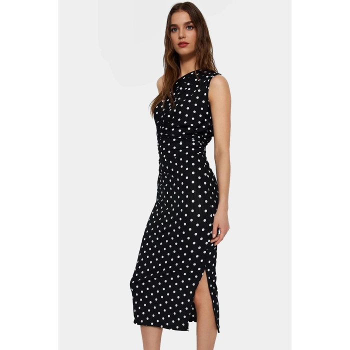 Asimetrik Tek Omuzlu Bodycon Elbise Püsküllü Trend Tasarım Mükemmel Uyum