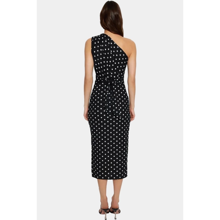 Asimetrik Tek Omuzlu Bodycon Elbise Püsküllü Trend Tasarım Mükemmel Uyum