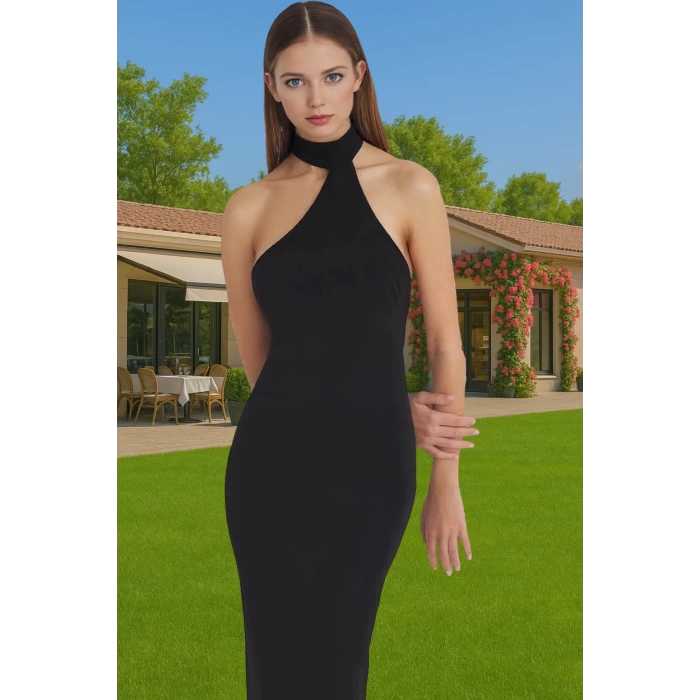 Asimetrik Yaka Bodycon Örme Midi Elbise Özel Günler İçin Zarifane Tasarım Yüksek Kalite Modern Stil