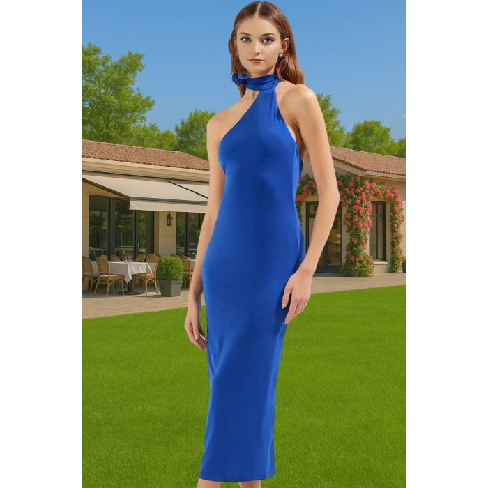 Asimetrik Yaka Bodycon Örme Midi Elbise Özel Günler İçin Zarifane Tasarım Yüksek Kalite Modern Stil