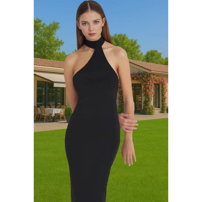Asimetrik Yaka Bodycon Örme Midi Elbise Özel Günler İçin Zarifane Tasarım Yüksek Kalite Modern Stil