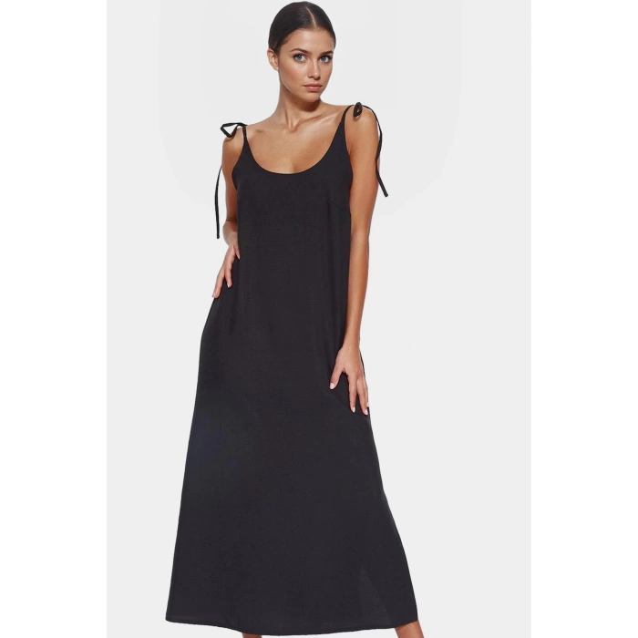Askılı Midi Elbise Nefes Alan Polyester Kumaş Şık Shift Kesim Günlük Tarz Profesyonel Görünüm