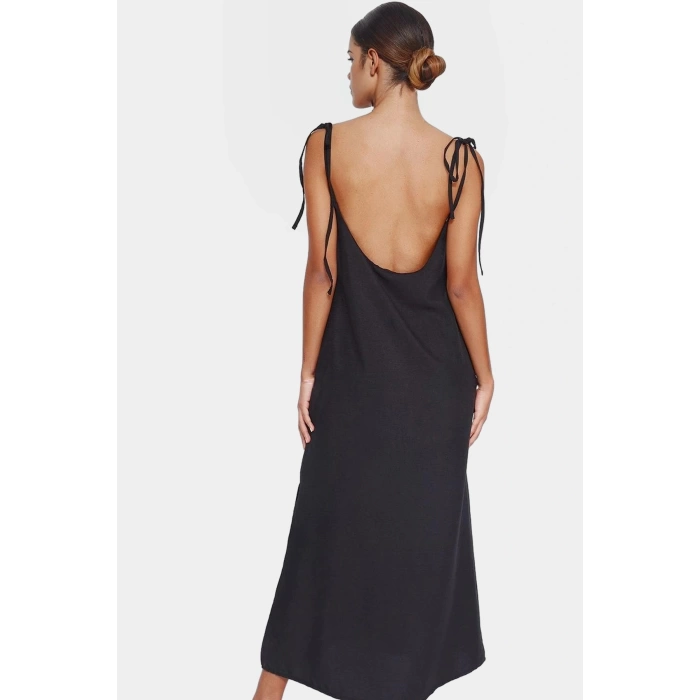 Askılı Midi Elbise Nefes Alan Polyester Kumaş Şık Shift Kesim Günlük Tarz Profesyonel Görünüm