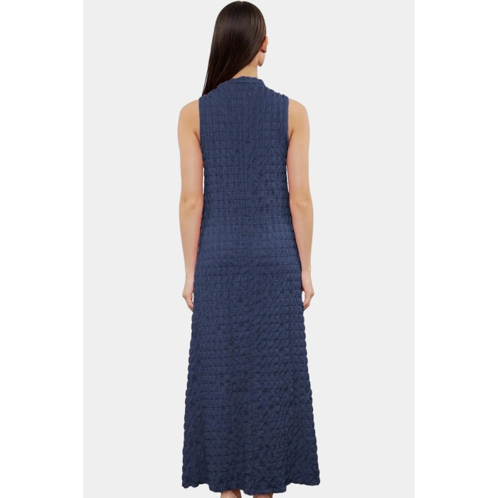 Astarlı A Line Gofre Dokulu Polyester Maxi Elbise Rahat Günlük Stil Kullanım İçin