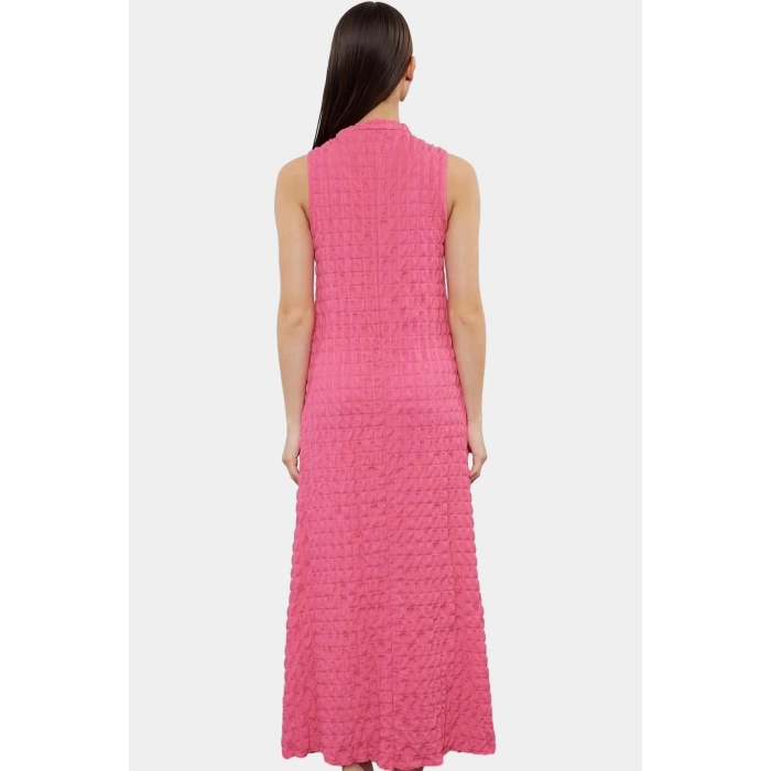 Astarlı A Line Gofre Dokulu Polyester Maxi Elbise Rahat Günlük Stil Kullanım İçin