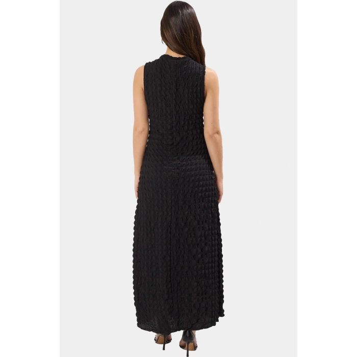 Astarlı A Line Gofre Dokulu Polyester Maxi Elbise Rahat Günlük Stil Kullanım İçin