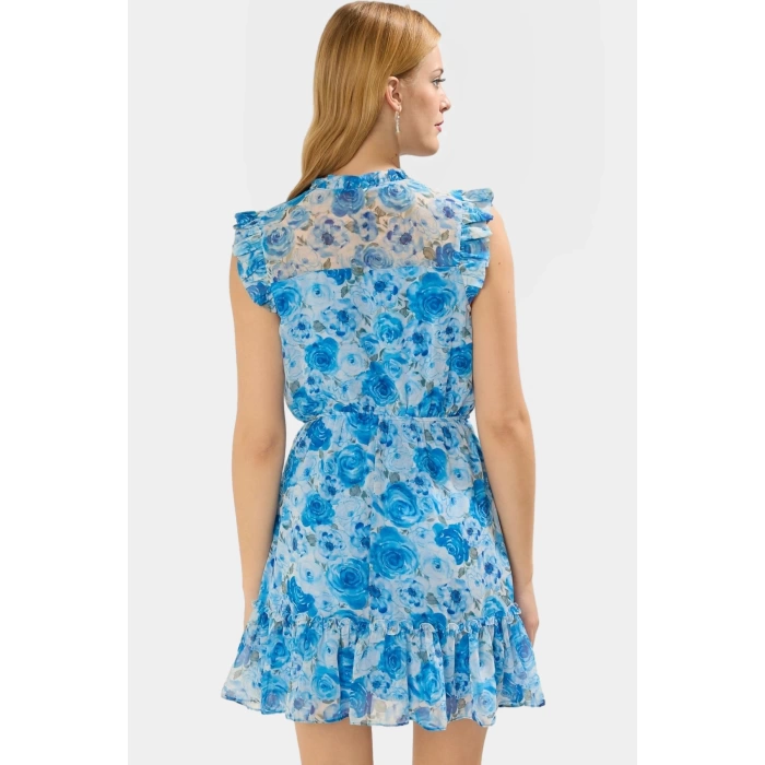 Astarlı Dik Yaka Mini Elbise  Polyester Dokuma Kumaş Yüksek Kalite Seçkin Malzeme Şık Görünüm