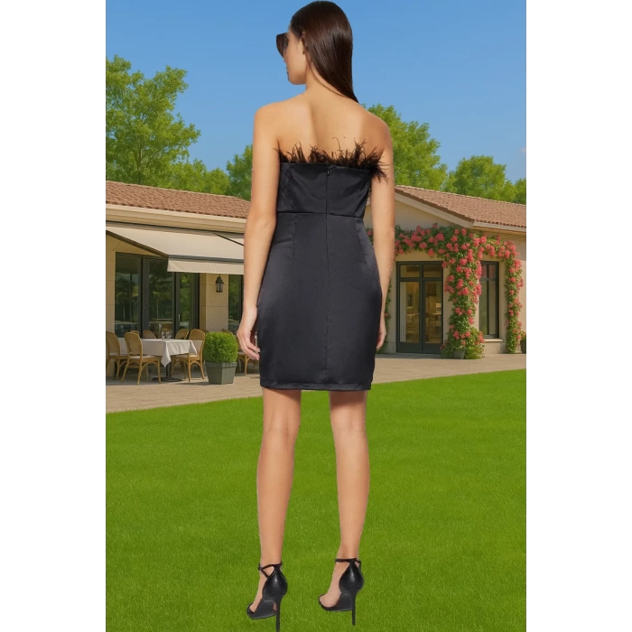Astarlı Saten Mini Abiye Elbise Kruvaze Kesim Mükemmel Uyum Profesyonel Görünüm Trend Tasarım