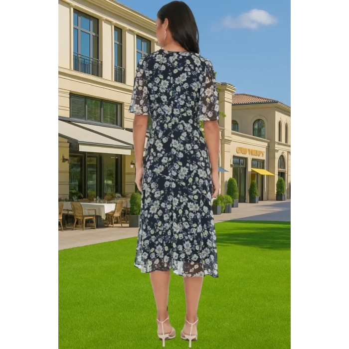 Astarlı Şifon Elbise A Kesim Midi Boy Polyester Yazlık Premium Kalite Özenle Seçilmiş Premium Kalite